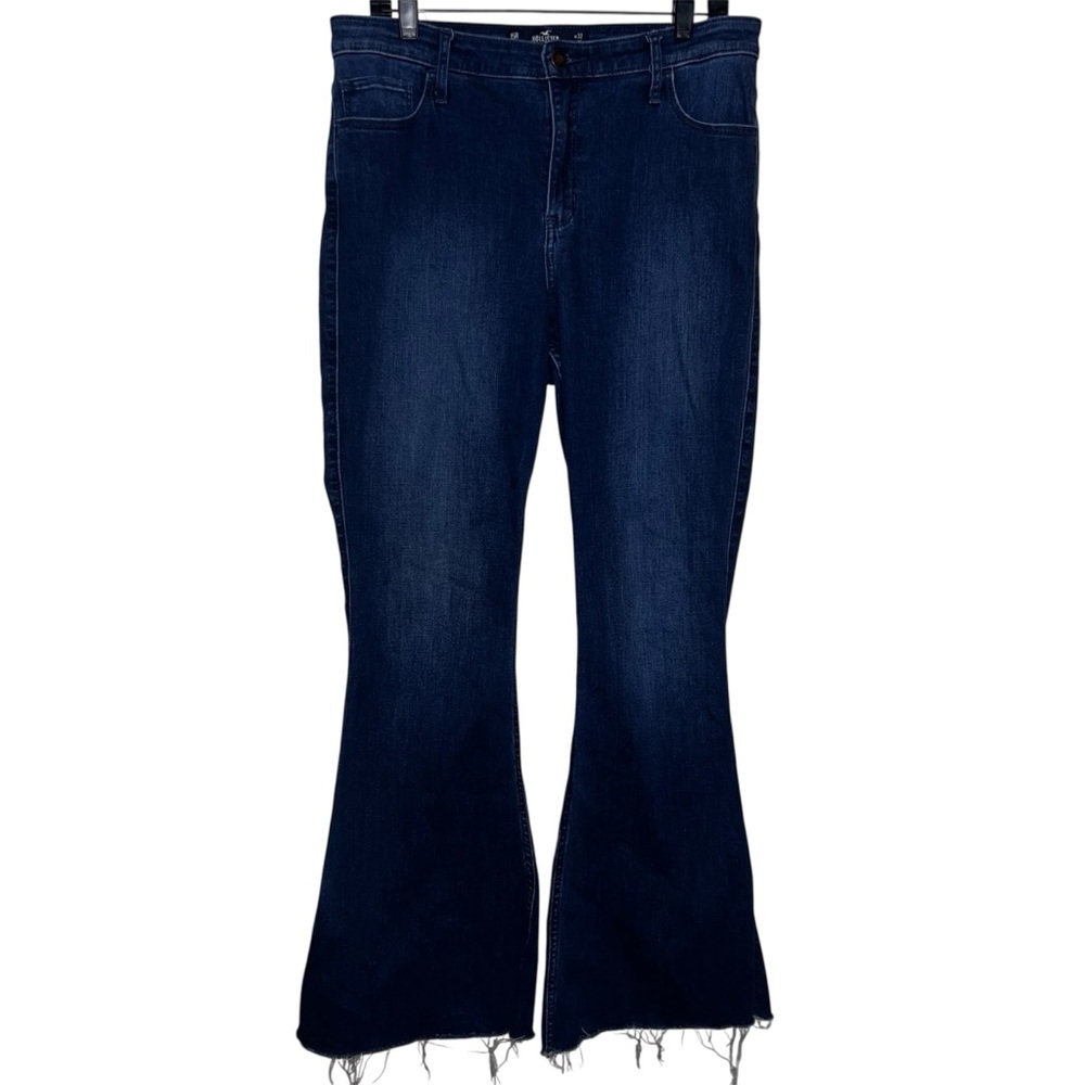 Hollister High Rise Flare Ankle Slit Jeans Blue Size 32/15R